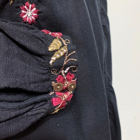 Lucky Brand Mandarin Tie- Neck Floral Embroidered - Picture 6 of 8